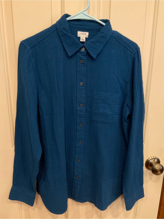 J. Crew Tops - J. Crew Deep Sapphire Blue Gauze Button-Up